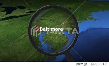 Baltimore city being found on the map, 3d rendering 66885519