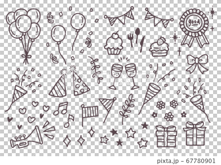 Party celebration birthday event hand drawn line drawing illustration 67780901