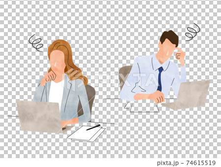 Vector illustration material: Men and women using laptops, business scene 74615519