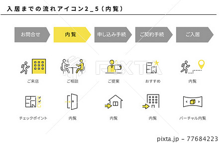 不動産、入居までの流れのシンプルアイコンセット2_5（内覧） 77684223