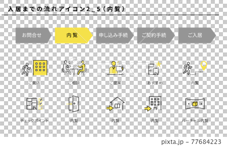 不動産、入居までの流れのシンプルアイコンセット2_5（内覧） 77684223