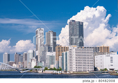 《東京都》東京ベイエリア・タワーマンション群と夏の空 80482008