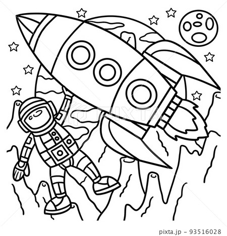 Astronaut Space Rocket Ship Coloring Page for Kids 93516028