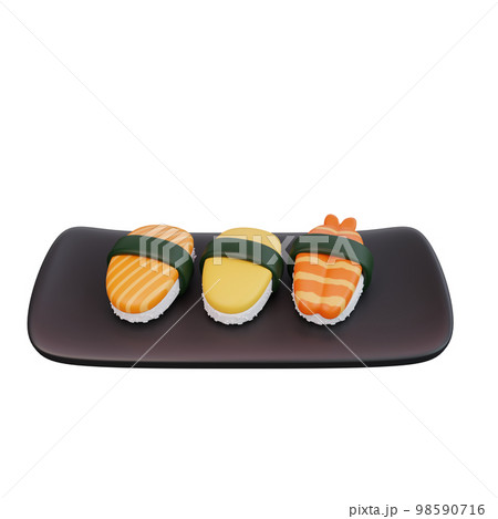 3d illustration of asian food sushi 98590716