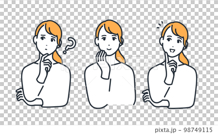 A simple vector illustration set material of a young woman who solved her troubles 98749115