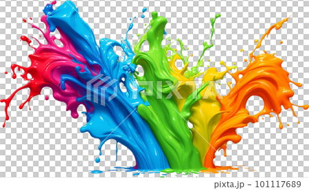 Large splash of multicolored paint 101117689