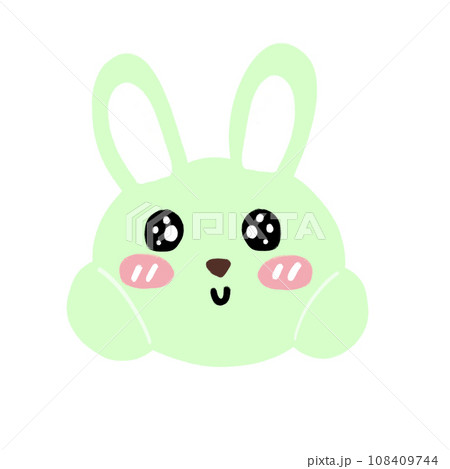 Green Rabbit Bunny Easter Festival Bunny Head Cartoon illustration Cute Rabbit Cute Animal 108409744