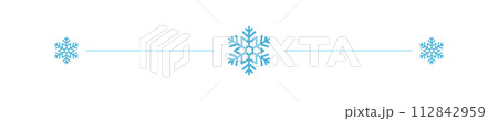 Divider with Aesthetic Snowflake Christmas winter frame border horizontal line shape icon for decorative xmas vintage doodle element, greeting card, invitation. design vector illustration 112842959