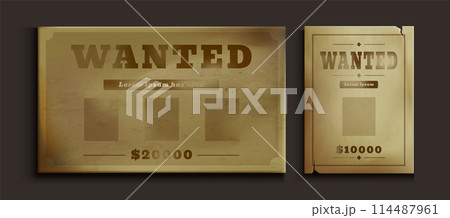 Old western poster with wanted sign 114487961