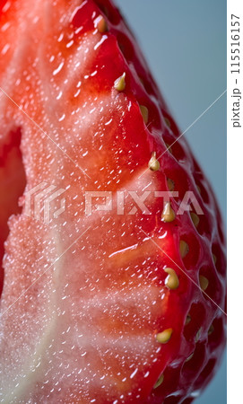 Close-Up View of a Fresh, Ripe Strawberry Texture 115516157