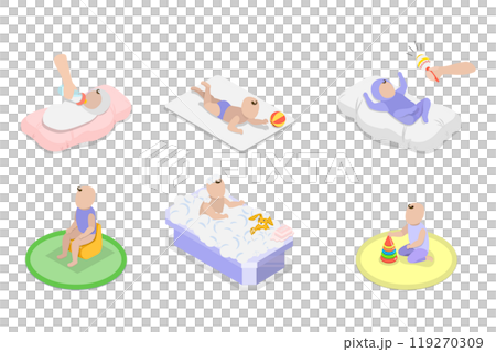 3D Isometric Flat  Set of BabyBorn Care Routine, Motherhood and Childhood 119270309