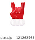 Santa Claus hand rock n roll hand icon isolated on white background. red Christmas Rock concert and party poster, banner, card design template. Funky Santa icon isolated 121262563