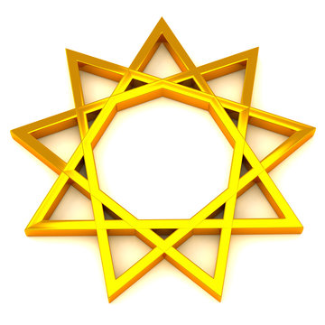 Golden nine pointed star, 3d