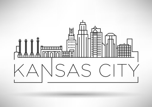 Minimal Kansas Linear City Skyline with Typographic Design