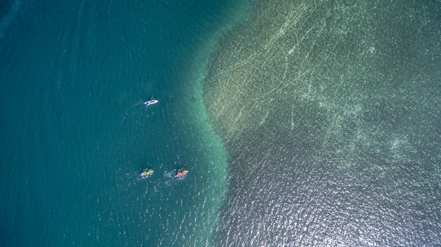 Aerial view of Cul de Sac, Saint Martin Beaches in Caribbean