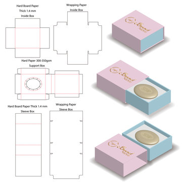 sleeve rigid box for soap mockup with dieline