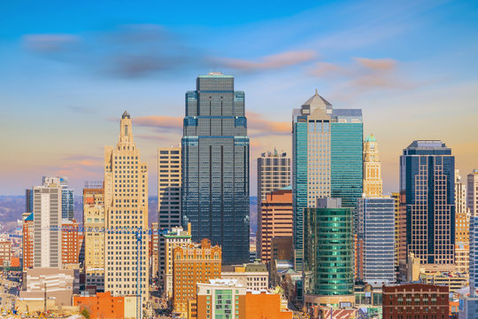 View of Kansas City skyline in Missouri