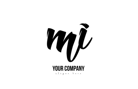 black and white mi m i alphabet letter combination logo icon design