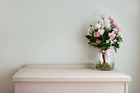 hall table with flowers