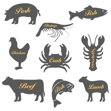 Set of icons of animals