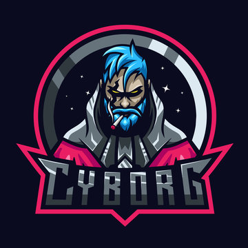 Cyborg fighter sport e-sport mascot gaming team logo vector premium