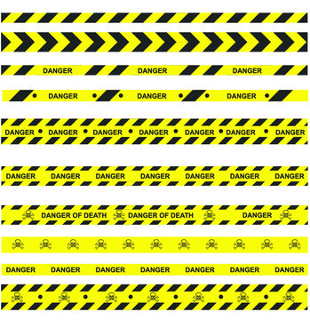 Danger Ribbons Set - death's-head vector. Attention danger