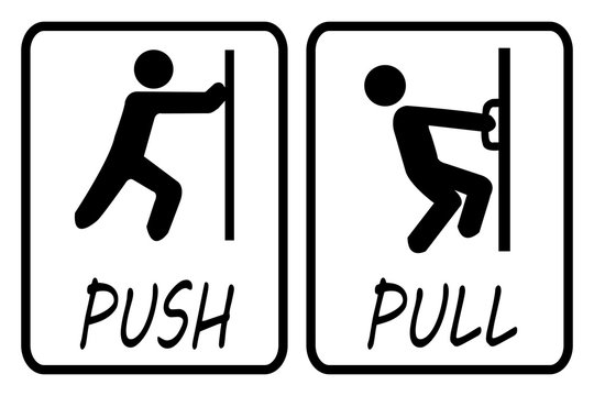 Push Pull Door Sign Vector Push And Pull Icon Sticker Design Concept ...