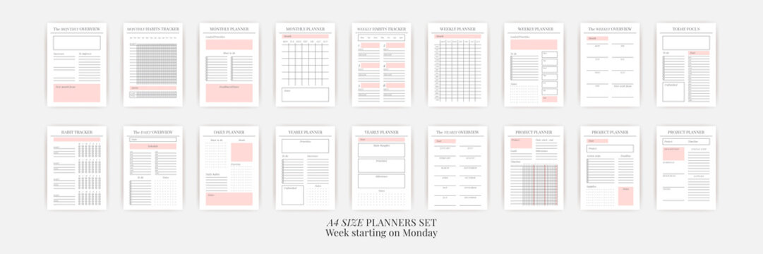 Planner sheet vector. Printable vertical notebook page