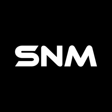 SNM letter logo design with black background in illustrator, vector logo modern alphabet font overlap style. calligraphy designs for logo, Poster, Invitation, etc.