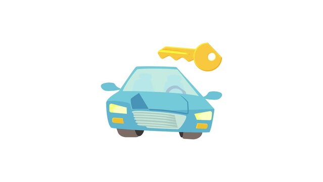 Blue car icon animation best cartoon object on white background