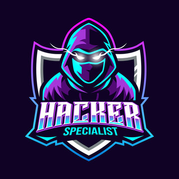 specialist hacker mascot illustration for sports and esports logo