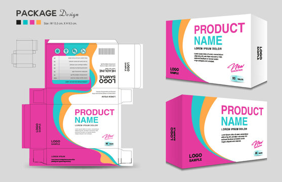 Supplements and Cosmetic box design, Package design template, box outline, Box Packaging design, Label design, healthcare label, packaging design creative idea vector, realistic mock-up