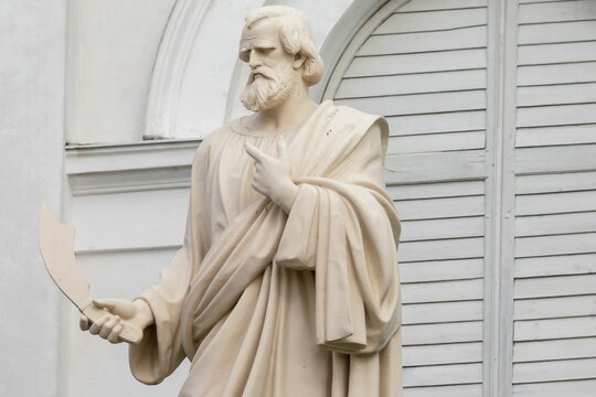 Statute of Apostle Bartholomew in Helsinki Cathedral, Finland