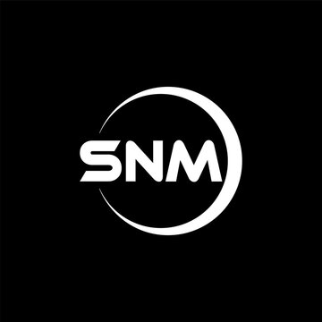 SNM letter logo design with black background in illustrator, cube logo, vector logo, modern alphabet font overlap style. calligraphy designs for logo, Poster, Invitation, etc.