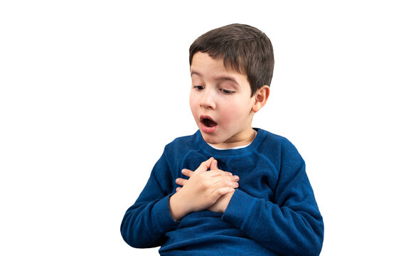 Child suffering an anxiety attack isolated with white background