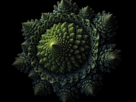 Fresh romanescu with water drops