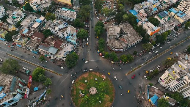 Aerial view of Nagpur city, India. Beautiful shot of Indian City during daytime.