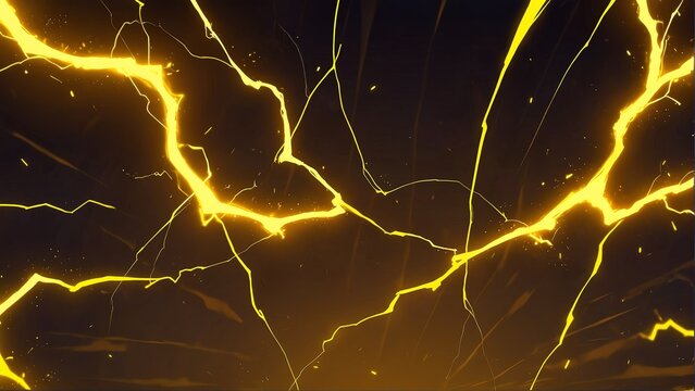 abstract yellow lightning sparks effects anime cartoon style background from Generative AI