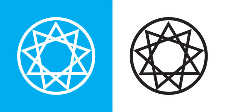 Bahai icon set. nine pointed Baha vector icon. Persian star symbol for UI designs.