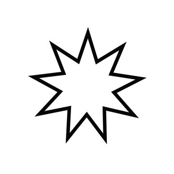 Bahai, religious icon. Vector illustration, flat design. Icon of Bahai Nine pointed star symbol. Vector illustration. Eps file 51.