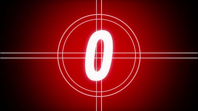 Countdown movie from 5 to 0 number. Old film movie timer count in grey retro style. Movie-style countdown Counting from 10 seconds.