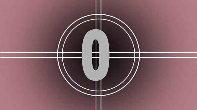 Countdown movie from 5 to 0 number. Old film movie timer count in grey retro style. Movie-style countdown Counting from 10 seconds.