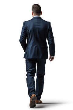 Businessman walking away, rear view, isolated transparent png image