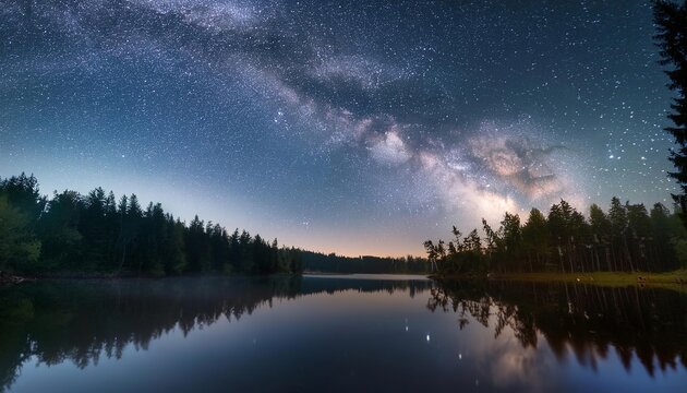 A breathtaking view of a vast, starry night sky with the Milky Way stretching majestically across the horizon, capturing the infinite beauty of the universe.