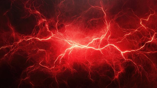 electric texture. red lightning on dark sky background. Thunderbolt Background	