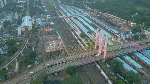 Aerial view of Nagpur Railway Station And Road Bridge