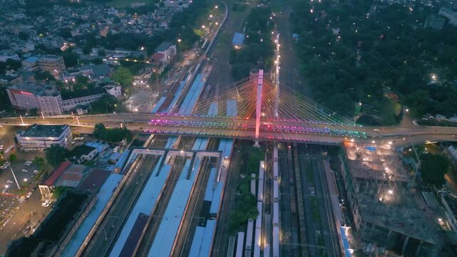 Aerial view of Nagpur Railway Station And Road Bridge