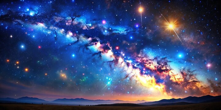 Milky Way Galaxy Over Mountains, Night Sky, Stars, Astronomy, Milky Way