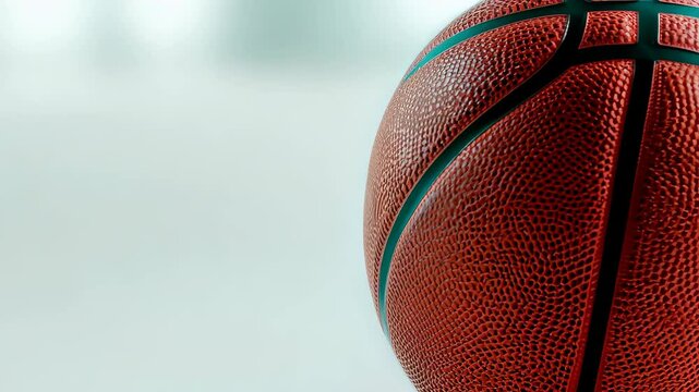 A basketball rests on a table, showcasing its textured surface and vibrant colors. The scene captures the essence of the game, inviting players and fans alike to engage.