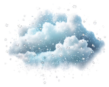 PNG  Fluffy cloud with snowflakes